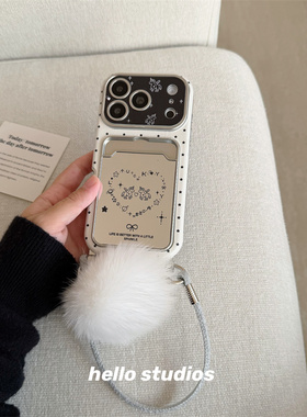 hello studios创意镜面插卡小马挂绳手机壳适用苹果17promax新款iPhone16PRo/14pro壳15/17pro