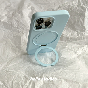 hello studios液态硅胶奶蓝色支点支架手机壳适用15苹果17promax新款iPhone16PRO全包15保护套14pro壳13