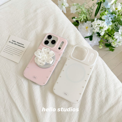 温柔立体花花双层磁吸支架手机壳