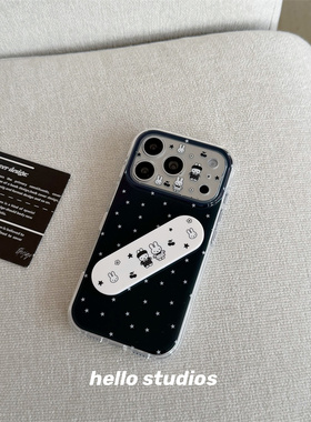 hello studios可爱黑色米菲兔双层支架手机壳适用苹果17promax新款iPhone16PRo/14pro壳15/17pro