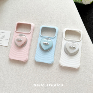 hello studios简约ins波漾爱心支架磁吸手机壳适用苹果18promax新款iPhone17PRomax液态硅胶壳16pro/15