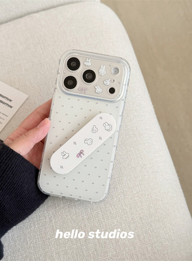 hello studios波点米菲双层创可贴支架手机壳适用苹果17promax新款iPhone16PRo/14pro壳15/17pro
