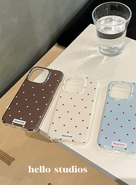 hello studios简约秋冬波点圆边手机壳适用13苹果17promax全包相机按键iPhone16PRo/14pro液态硅胶壳15