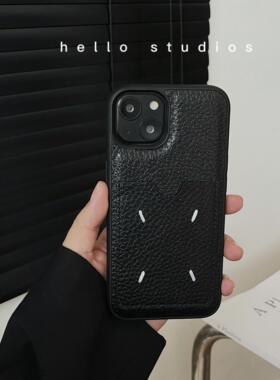 hello studios小众潮牌玛吉拉皮纹插卡手机壳15适用iPhone17promax苹果16proMax全包15PRO防摔14硬