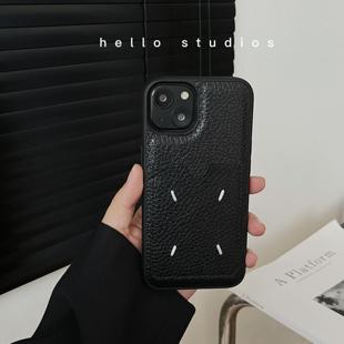 hello studios小众潮牌玛吉拉皮纹插卡手机壳15适用iPhone17promax苹果16proMax全包15PRO防摔14硬