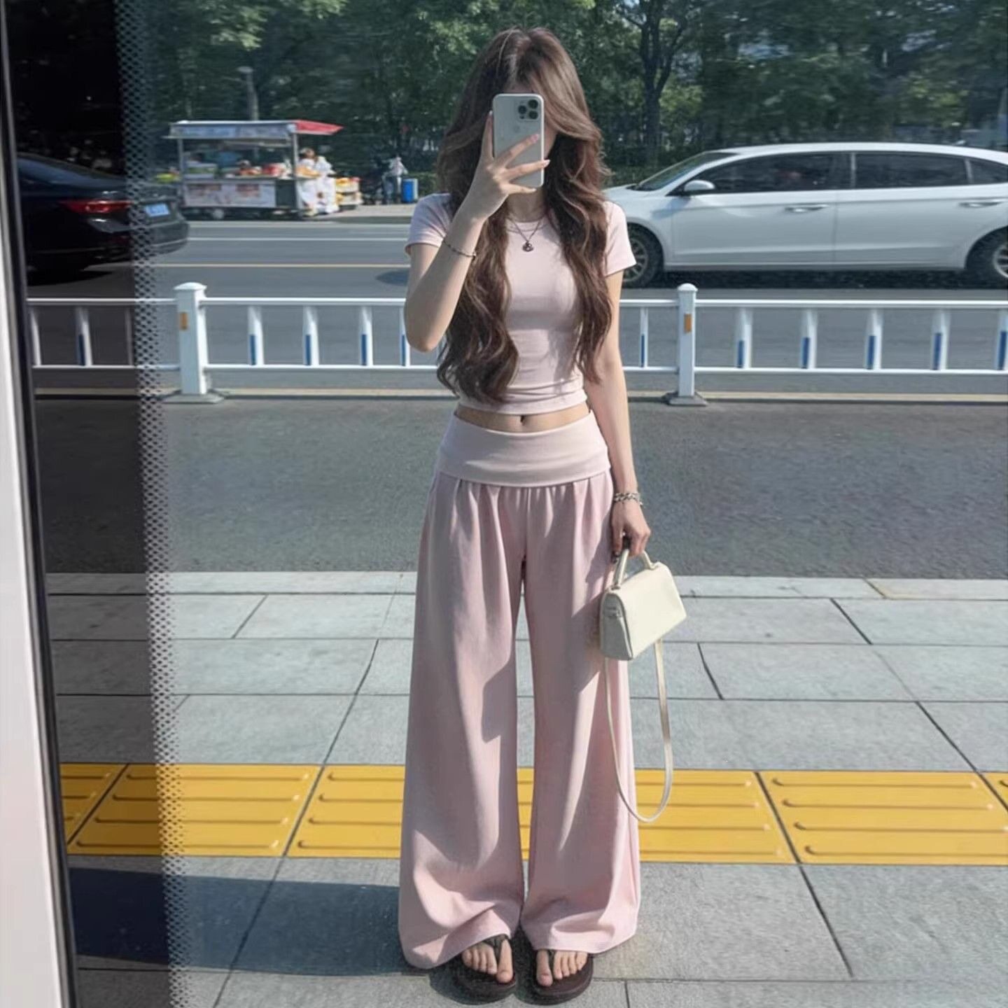 甜美套装收腰修身短袖短款女夏季