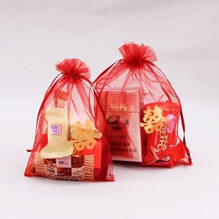 喜糖袋子结婚酒席伴手礼袋百天满月回礼袋花生瓜子红枣透气喜字袋