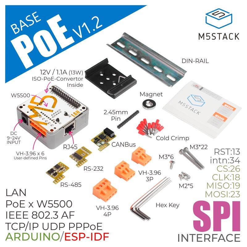 官方M5Stack PoE W5500以太网控制器底座 RJ45自适应10/100M网口 电子元器件市场 其它元器件 原图主图