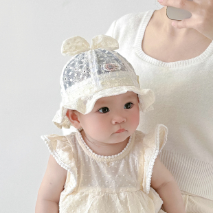 婴儿帽子夏季 薄款 宝宝遮阳帽6一12月女宝防晒渔夫帽婴幼儿太阳帽3