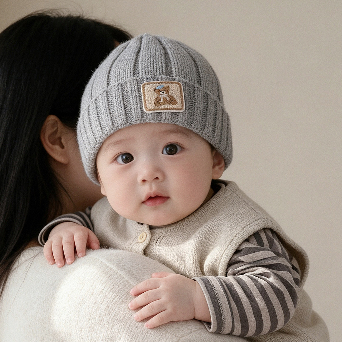 婴儿帽子秋冬季保暖毛线帽洋气