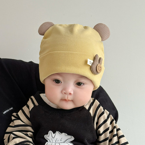 婴儿帽子秋冬季宝宝护囟门帽洋气