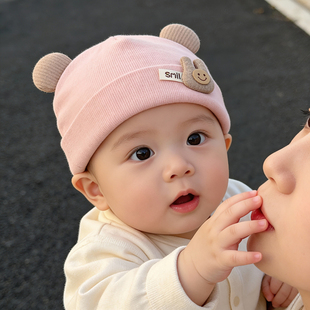婴儿帽子秋冬季 女宝宝保暖护耳帽6到12个月可爱超萌小月龄外出帽
