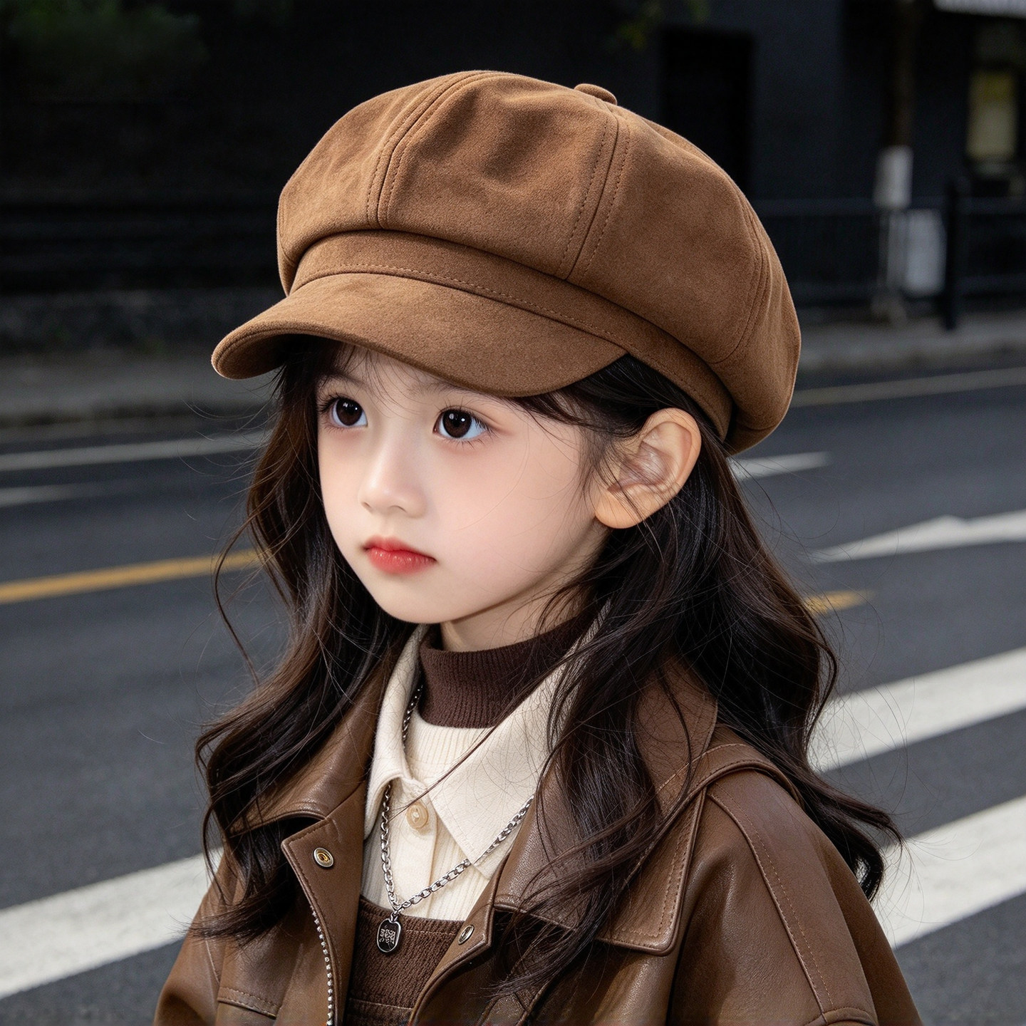 女童帽子秋冬季贝雷帽户外韩版