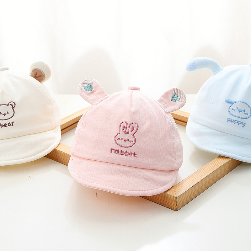 婴儿帽子0到3个月新生儿遮阳软檐鸭舌帽宝宝开春纯棉小月龄婴幼儿