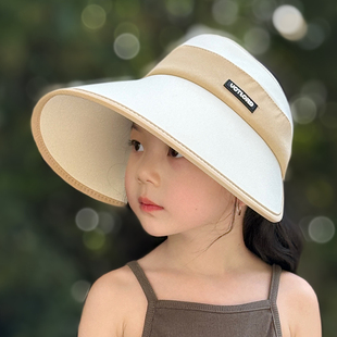 儿童防晒帽子女童2025新款遮阳帽大帽檐女孩太阳帽防紫外线遮脸帽