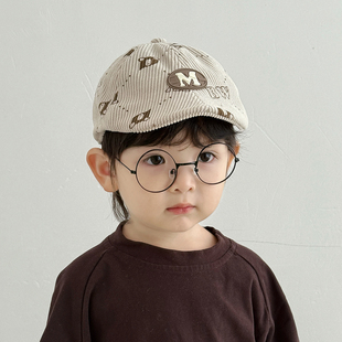 儿童帽子男孩2025新款秋冬季贝雷帽男童洋气痞帅宝宝前进帽帅气潮
