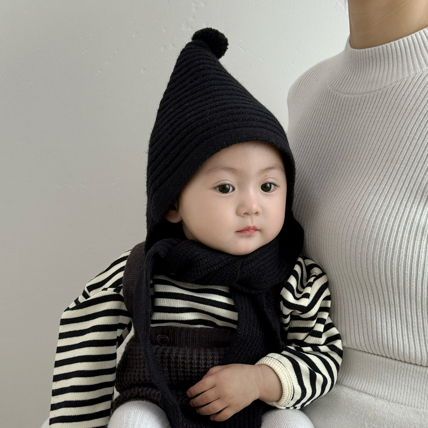 儿童帽子一体围巾冬季保暖护耳毛线帽洋气男孩一岁宝宝针织帽男童