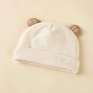婴儿帽子0到3个月胎帽秋冬季保暖夹棉厚胎帽超好看宝宝初生儿冬天