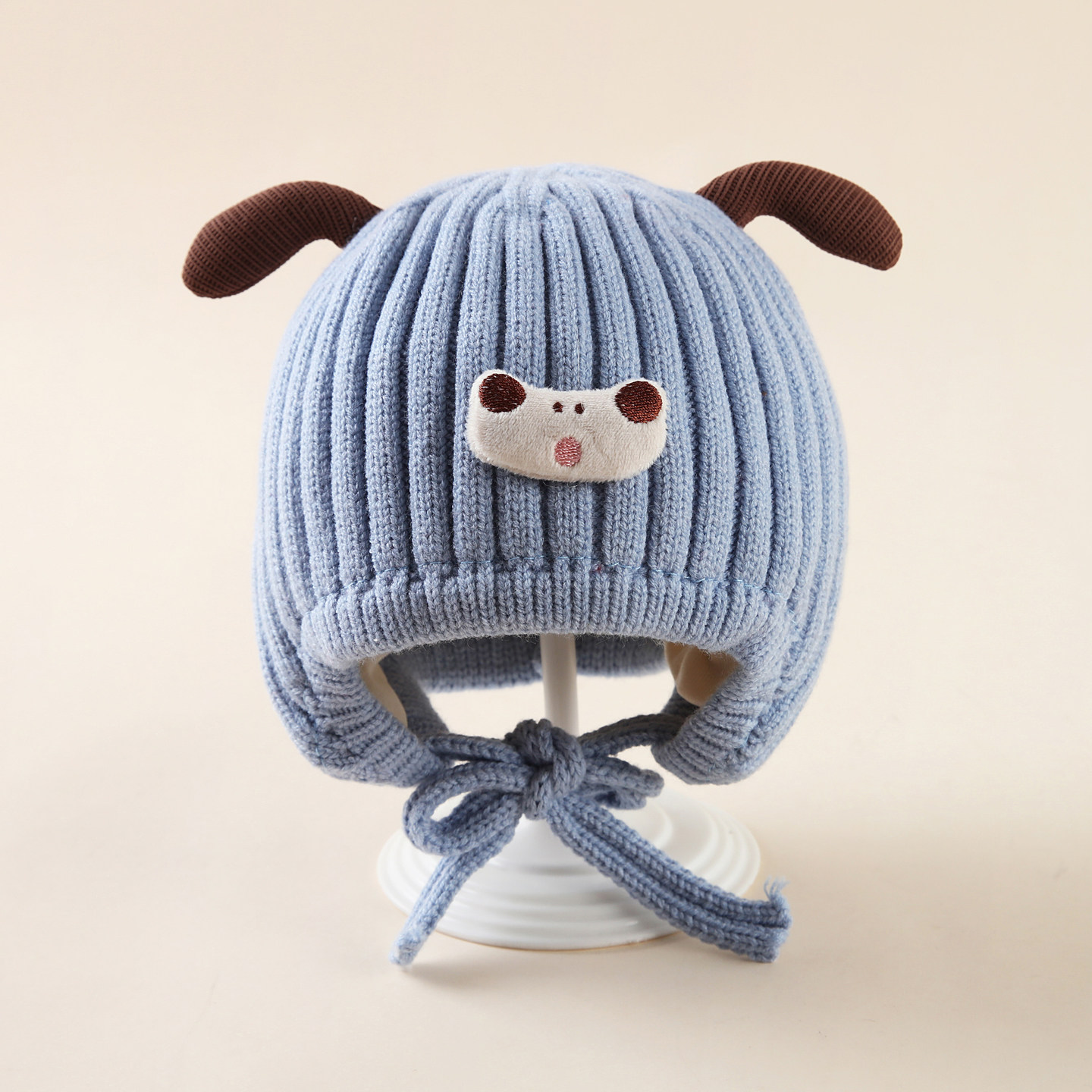 婴儿帽子0到3个月毛线帽可爱洋气秋冬季保暖护耳外出针织帽小月龄