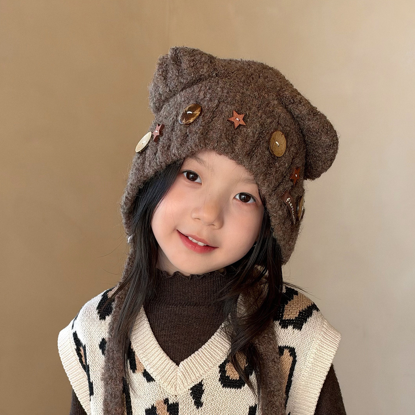 儿童帽子女孩毛线帽韩版甜美