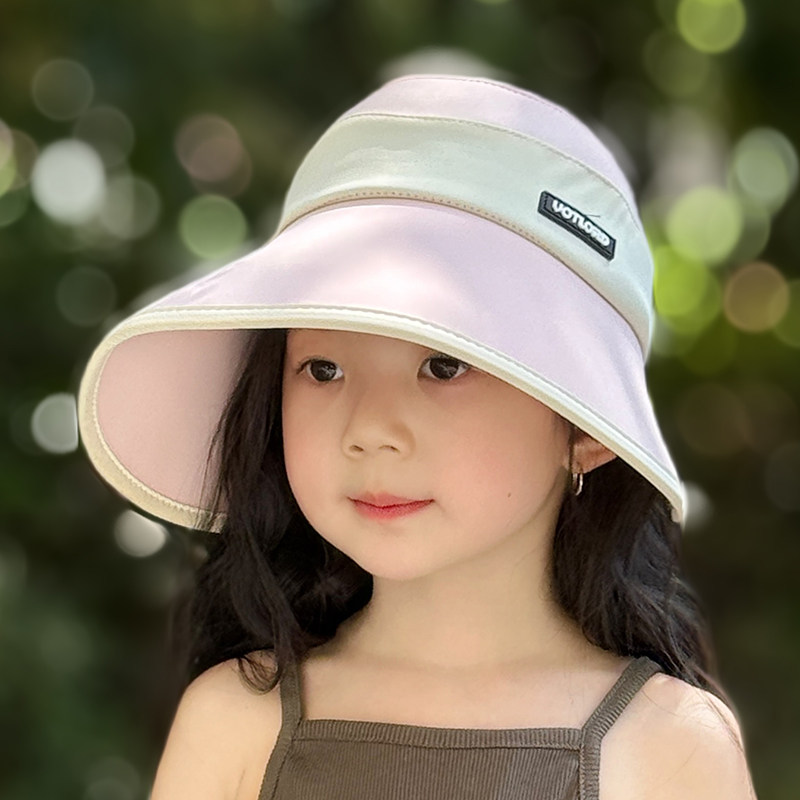 儿童防晒帽子夏季大檐女童太阳帽薄款遮脸防紫外线女孩遮阳空顶帽