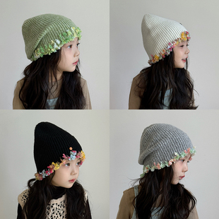儿童帽子秋冬季毛线帽2025新款女孩保暖防寒女童针织帽洋气宝宝帽