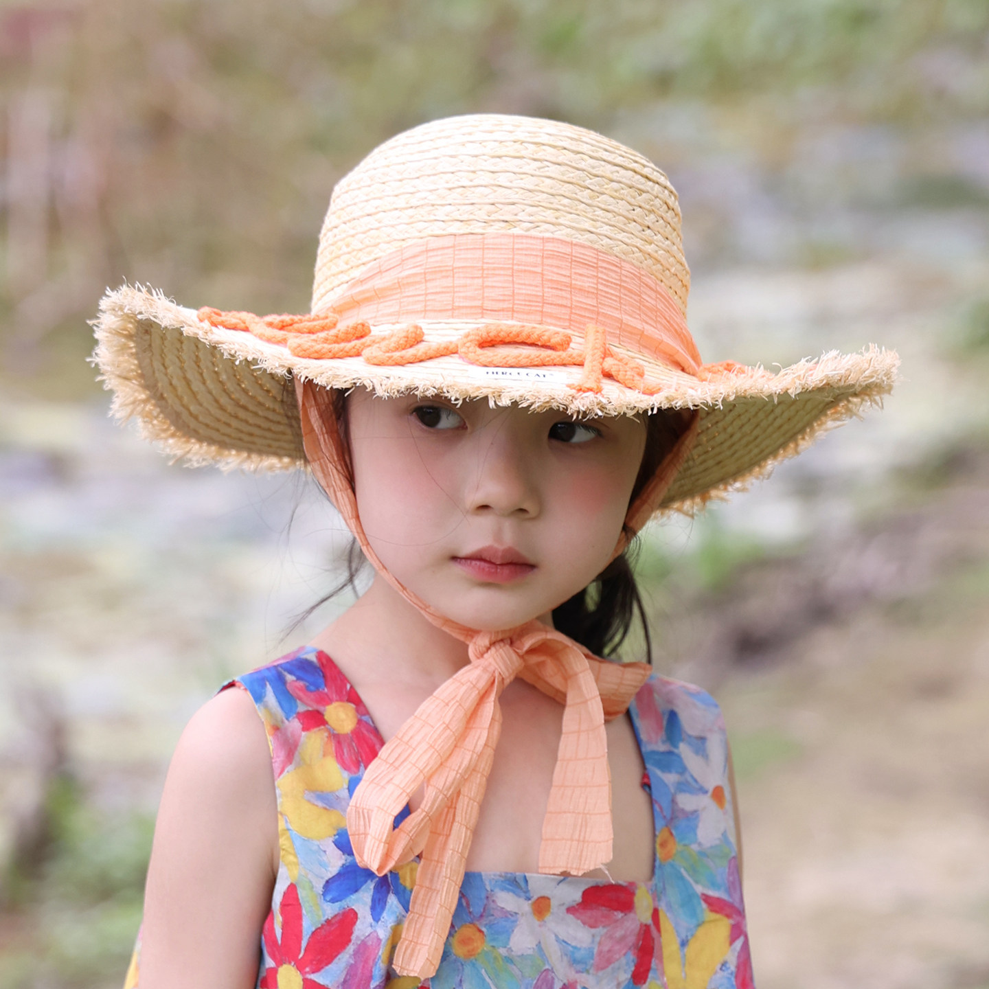 儿童防晒帽女孩草帽夏季大帽檐