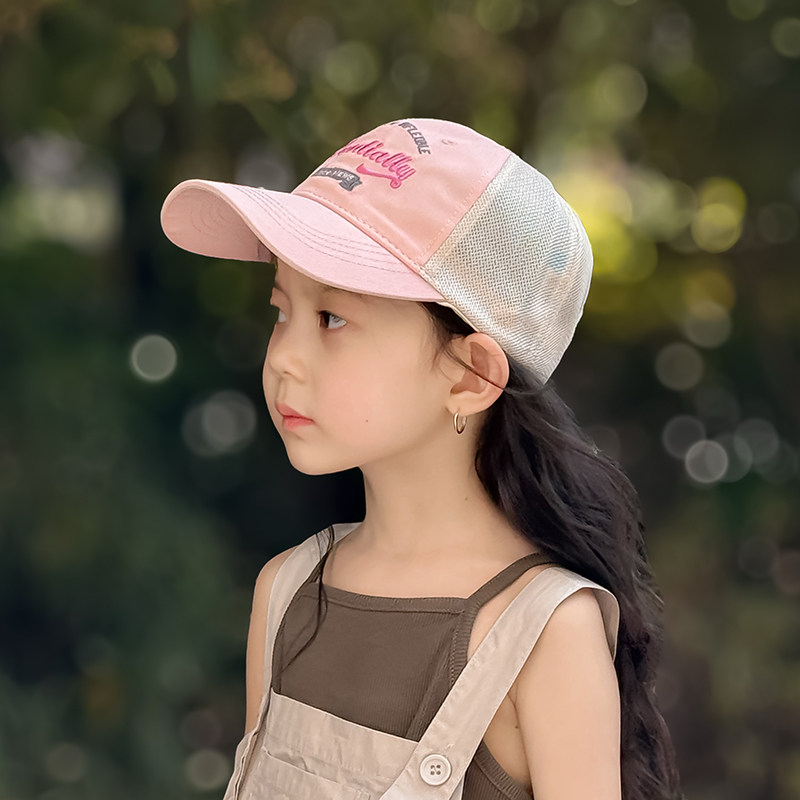 儿童帽子夏季女童遮阳棒球帽韩版透气薄款女孩户外鸭舌帽洋气防晒