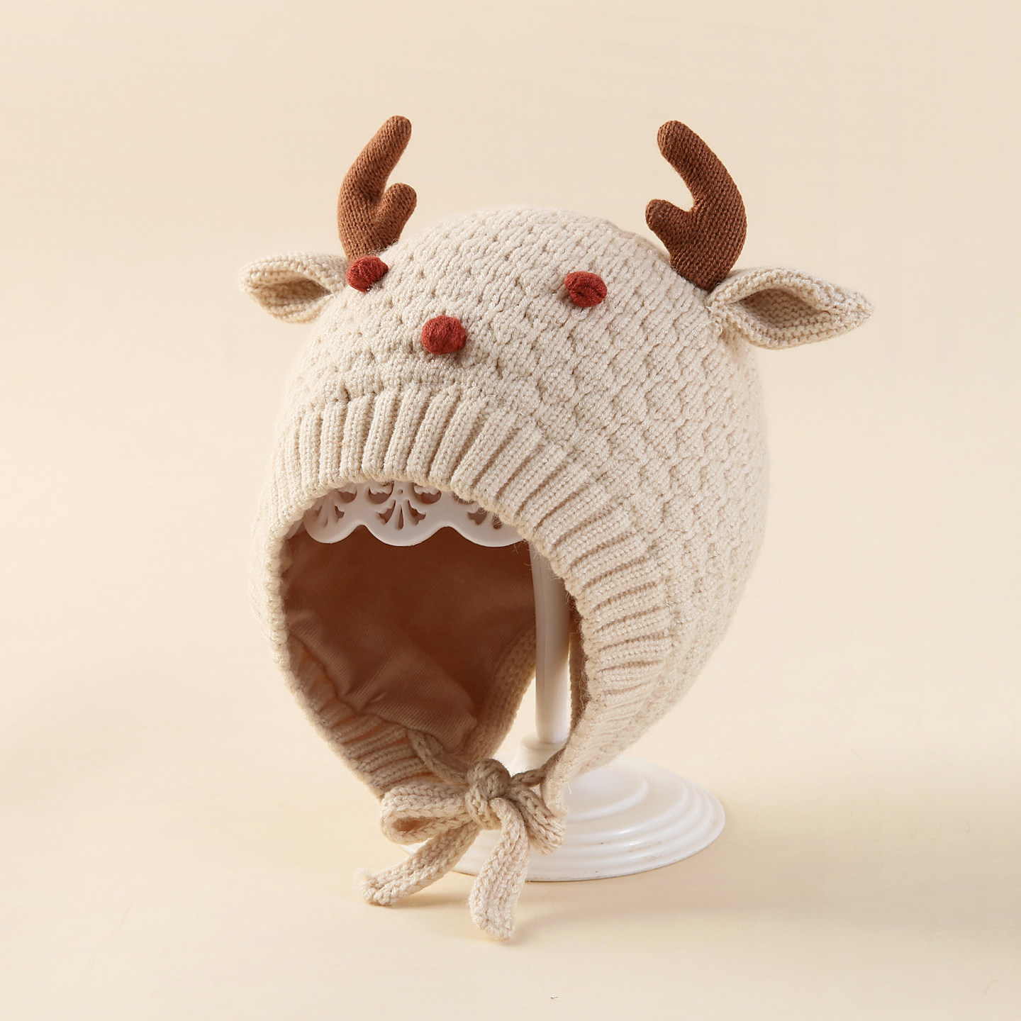 宝宝帽子秋冬季小月龄男宝女宝保暖护耳防风针织帽毛线帽婴儿可爱