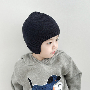 宝宝帽子秋冬季婴儿毛线帽6到12个月男宝男孩外出针织帽护耳保暖