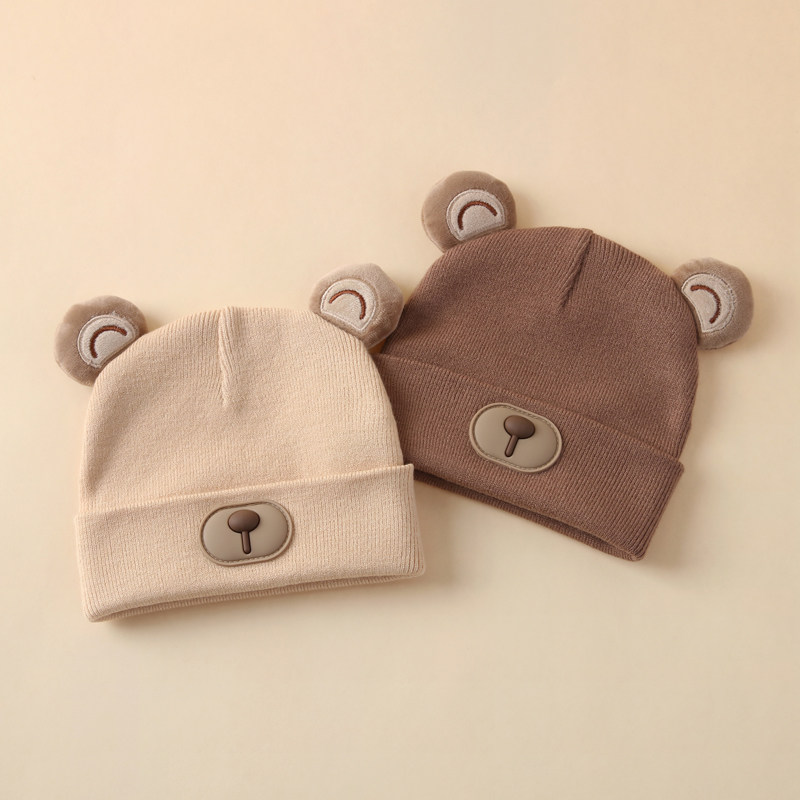 婴儿帽子秋冬款宝宝毛线帽可爱超萌婴幼儿保暖防风男宝针织帽洋气