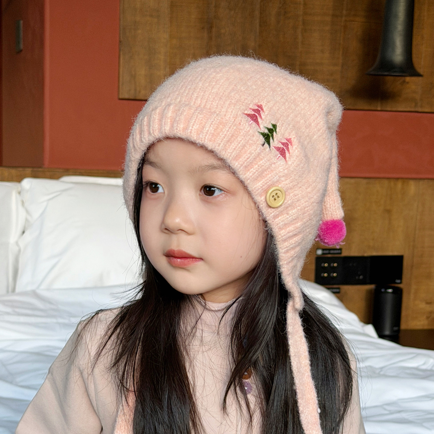 儿童帽子女孩护耳针织帽秋冬季