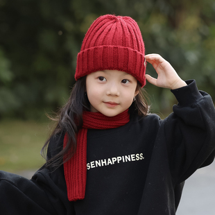 儿童帽子女孩秋冬季毛线帽围巾套装洋气保暖防寒女童针织帽宝宝帽