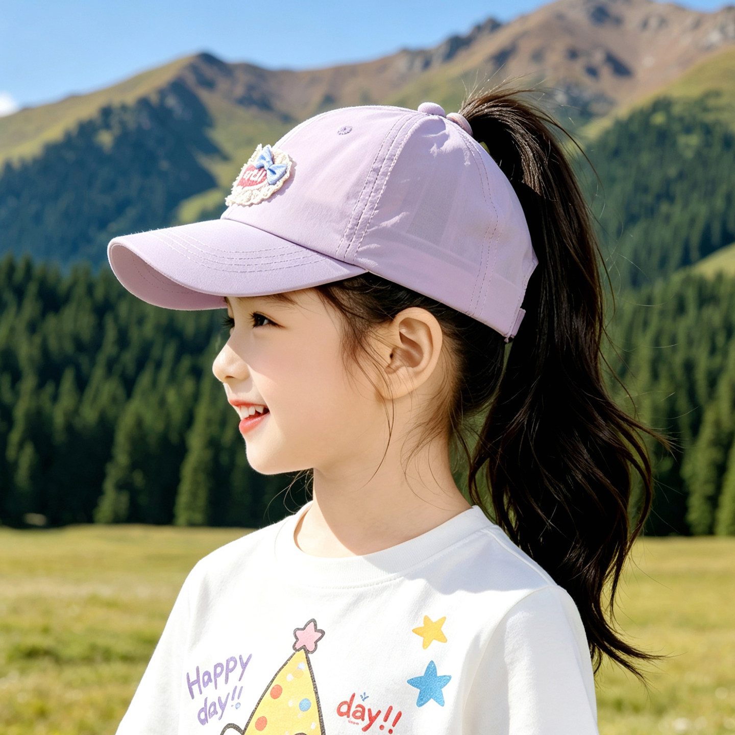 儿童帽子夏薄款女孩棒球帽2026新款遮阳防晒可扎马尾女童鸭舌帽