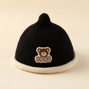 儿童帽子秋冬季毛线帽保暖可爱针织帽一岁男宝宝防风奶嘴帽盆帽