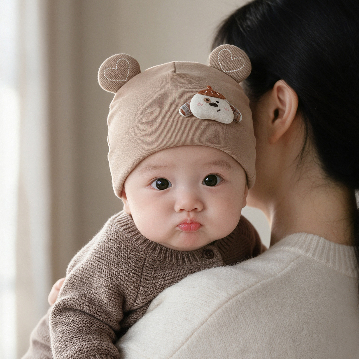 胎帽新生婴儿帽子0到3个月秋冬季