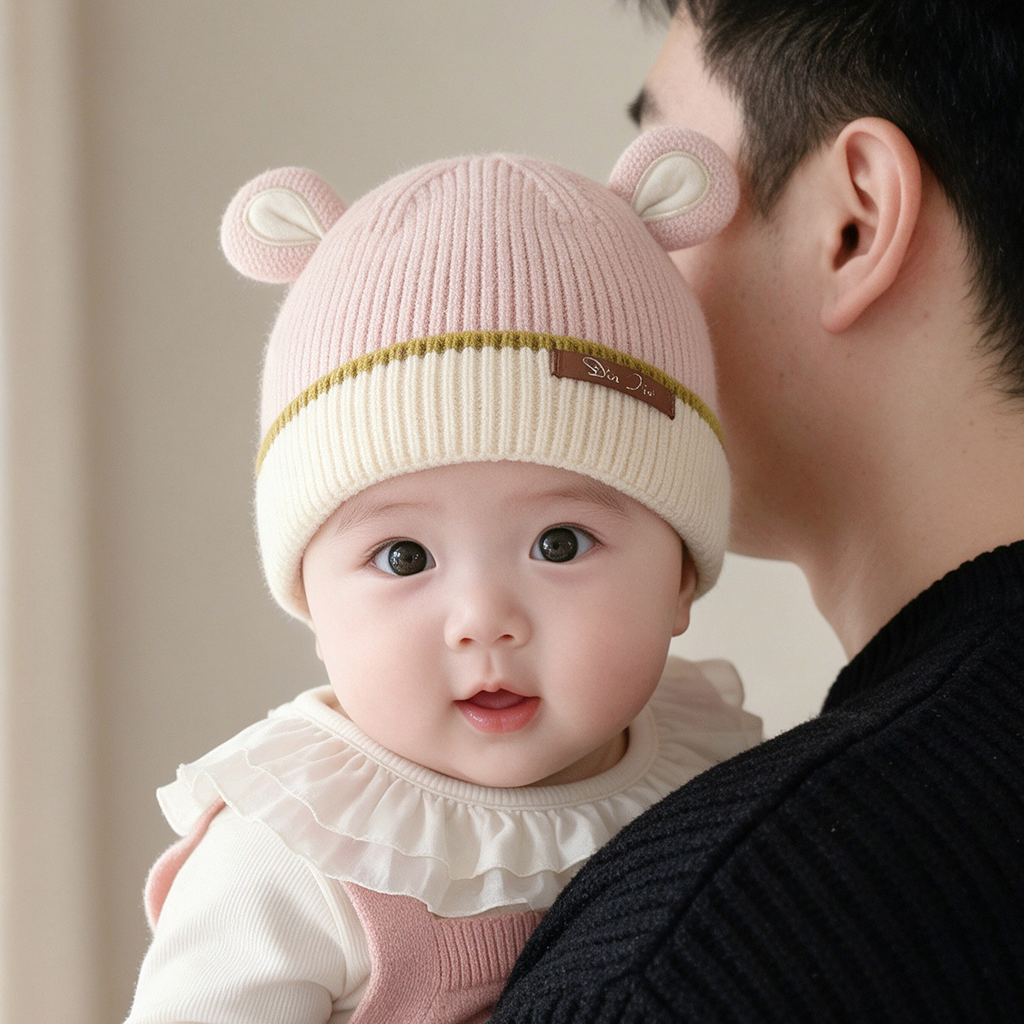 婴儿帽子秋冬季保暖护耳毛线帽冬