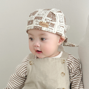 宝宝帽子春款小月龄薄款海盗帽洋气时髦男宝可爱护囟门婴儿外出帽