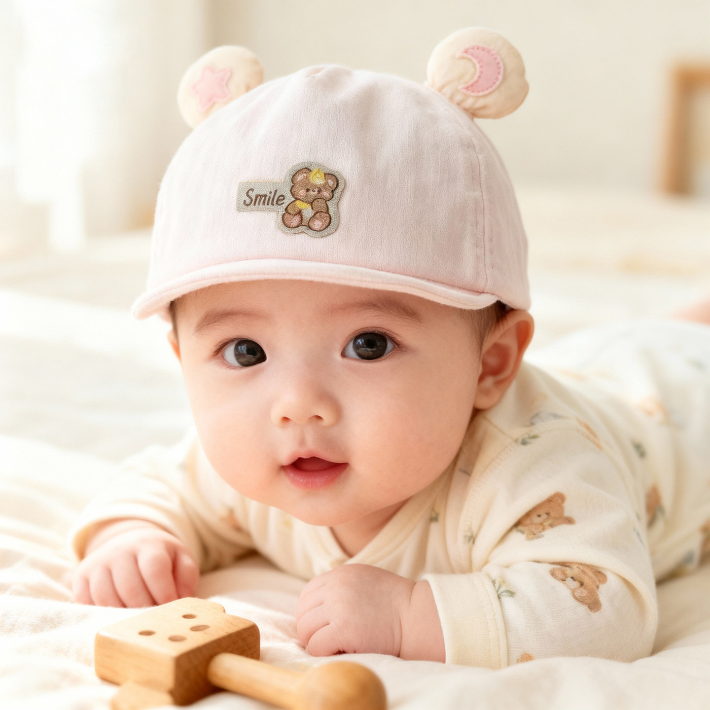 新生婴儿帽子0到3个月鸭舌帽可爱