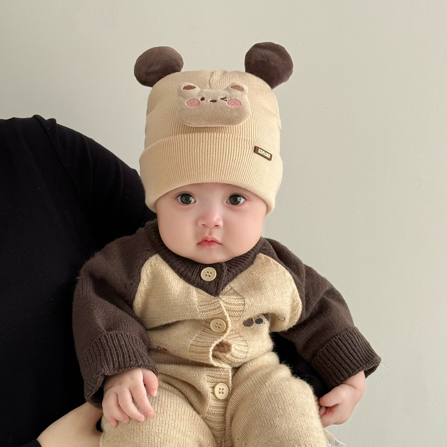 婴儿帽子毛线帽秋冬季0到3个月小月龄男宝宝针织帽保暖可爱洋气冬