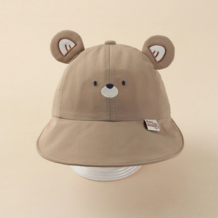 宝宝帽子春秋季男宝遮阳帽洋气可爱薄款速干渔夫帽大帽檐儿童盆帽