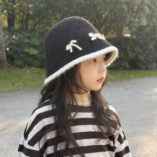 女童帽子秋冬季渔夫帽洋气韩版儿童针织帽冬天女孩甜美毛线帽盆帽