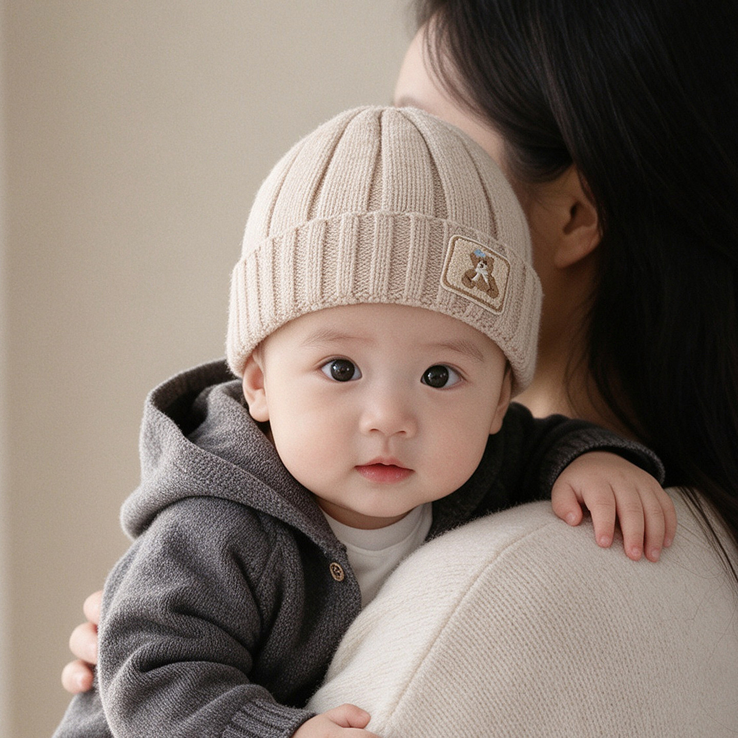 婴儿帽子秋冬季保暖毛线帽洋气