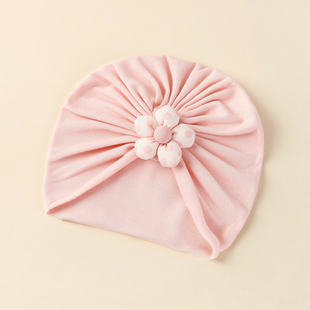 婴儿帽子春款0到3个月胎帽女宝宝小月龄护囟门印度帽春季新生儿