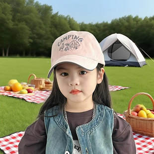 儿童帽子女款2025新款女孩秋冬季棒球帽韩版简约女童户外鸭舌帽潮