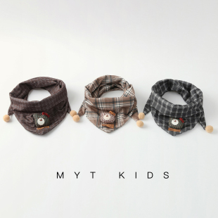 婴儿围脖秋冬季宝宝三角巾韩版可爱卡通小月龄口水巾一岁儿童围巾