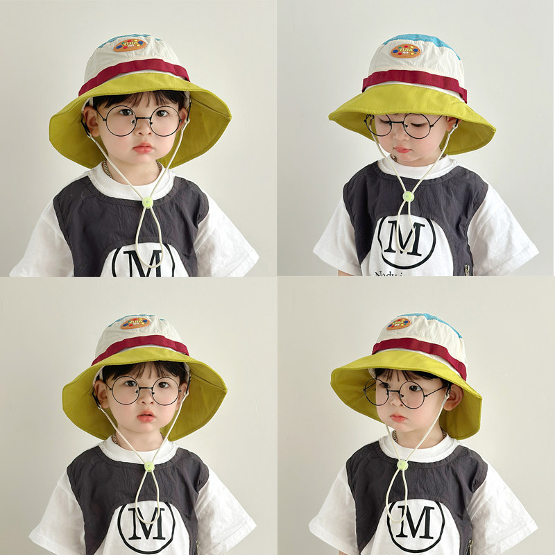 儿童防晒帽子薄款速干遮阳帽韩版男孩男童太阳帽洋气户外渔夫帽夏