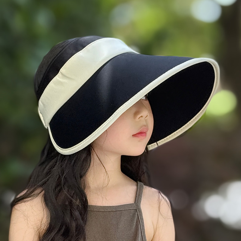 儿童防晒帽子夏季女孩空顶遮阳帽大帽檐防紫外线女童太阳帽男童