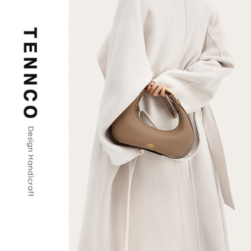 tennco真皮腋下包单肩斜挎月牙包