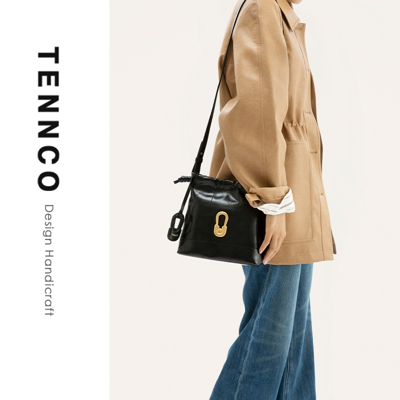tennco小众设计真皮水桶包